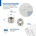3/8" Diameter x 1/4" Length, Unthreaded Barrels - 7/32" Hole Required