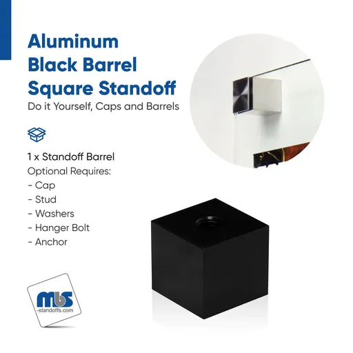 1" Diameter, 5/16-18 Threaded Square Barrels - 3/8" Hole Required