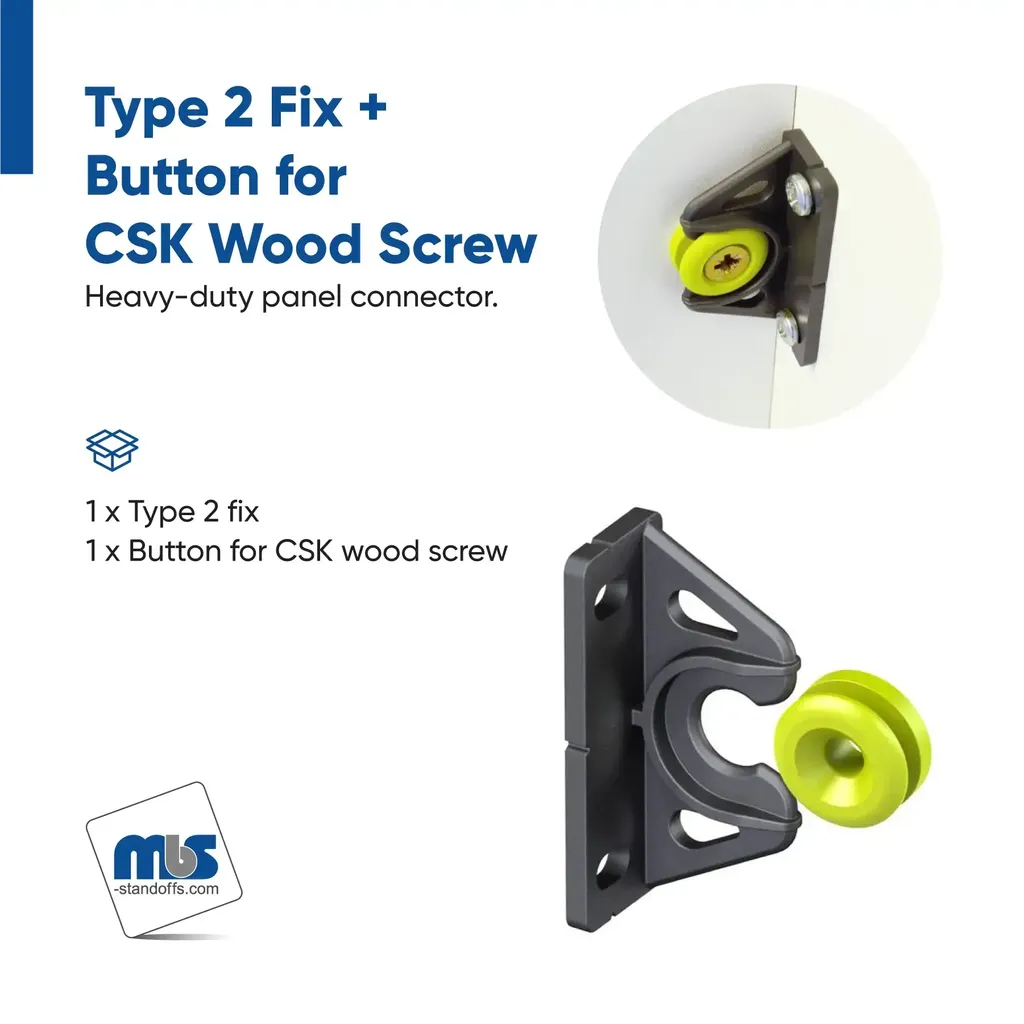 Type 2 Fix for 90° Panels + Button (Sold as Pair)