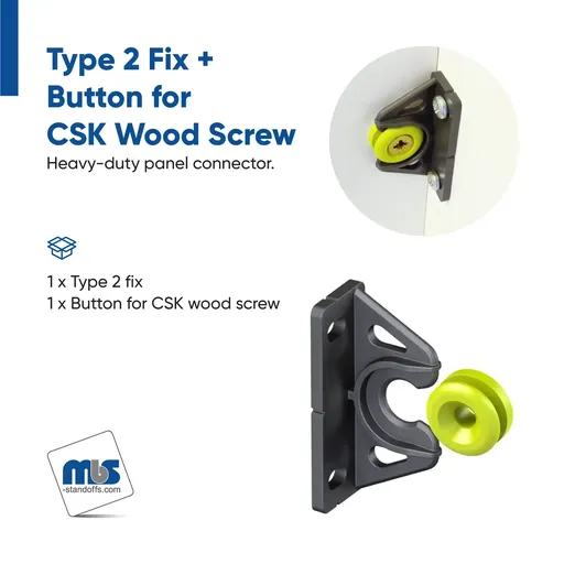 Type 2 Fix for 90° Panels + Button (Sold as Pair)