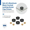 Set of 4 Conical Locking Screw Cover, Diameter: 11/16" (Less 3/4"), Aluminum Titanium Finish (Indoor or Outdoor Use)