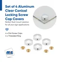 Set of 4 Conical Locking Screw Cover, Diameter: 13/16" (3/4"), Aluminum Titanium Finish (Indoor or Outdoor Use)