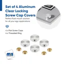 Set of 4 Locking Screw Cover, Diameter: 13/16" (3/4"), Aluminum Titanium Finish, (Indoor or Outdoor Use)