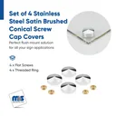 1" Diameter Conical Screw Covers - Set of 4