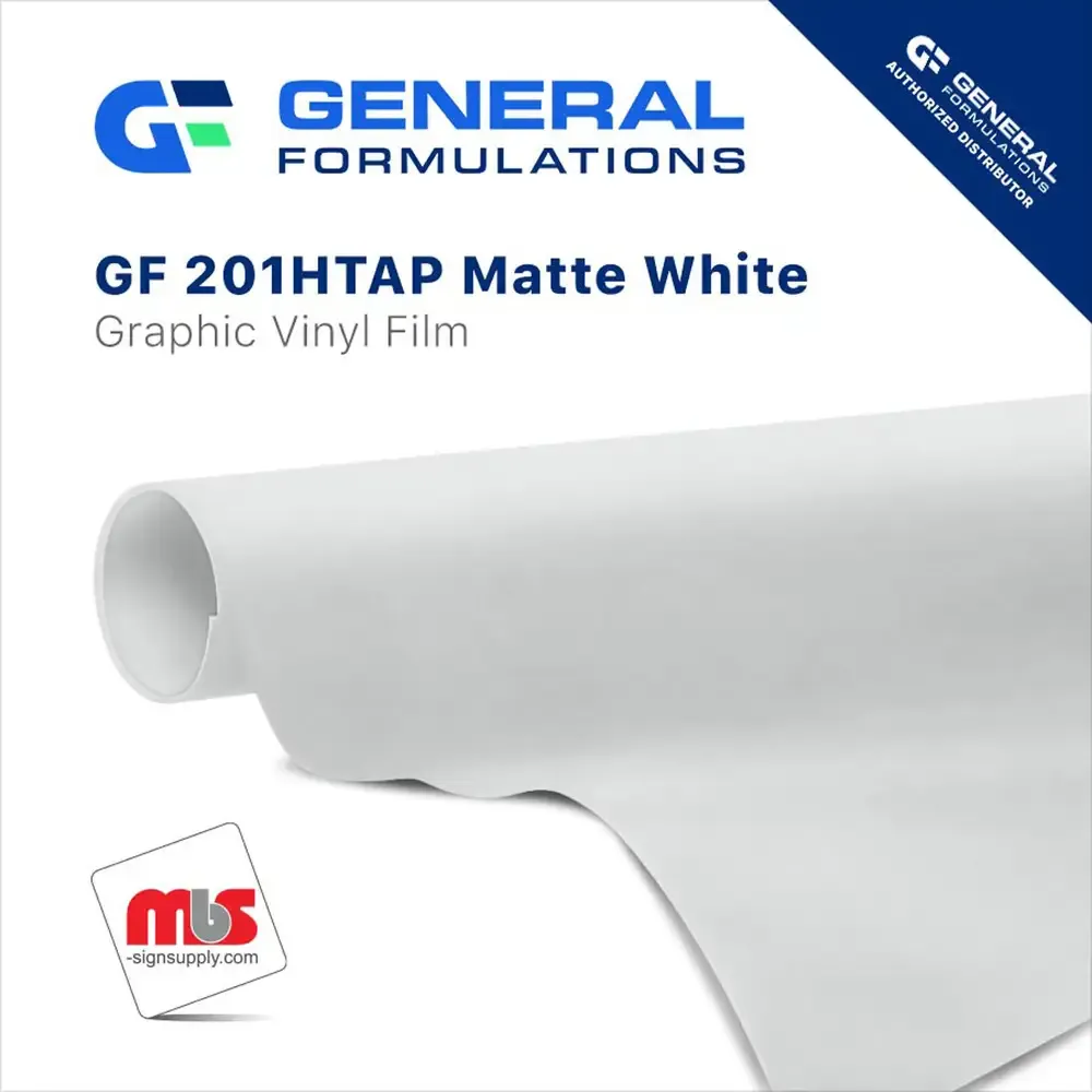 General Formulations 201 Matte White Calendered HTAPAE High-Tack Vinyl with Air-Egress