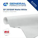 General Formulations 201 Matte White Calendered OAP Opaque w/ Grey Permanent Adhesive