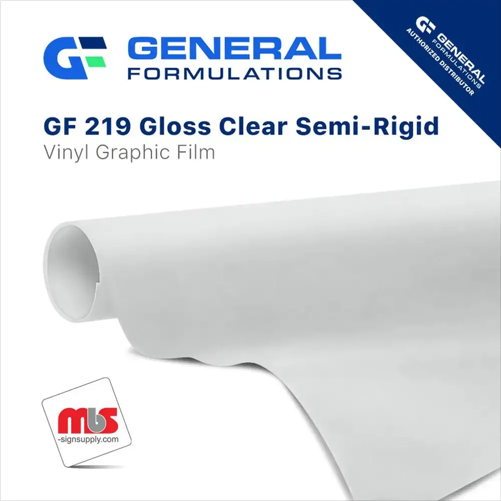 54" x 30 Yard Roll - General Formulations 219 6 Mil Gloss Clear Semi-Rigid 3 Years Vinyl w/ Clear Low-Tack Removable Adhesive