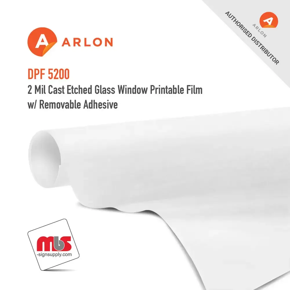 Arlon DPF 5200 Cast Silver Etched Glass Window Printable Film w/ Removable Adhesive