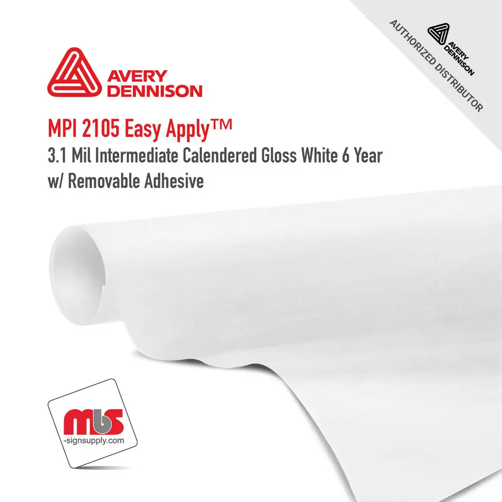 Avery MPI2105 Gloss White 6 Year Long Term Unpunched 3.1 Mil Calendered Intermediate Media (Color Code 101)