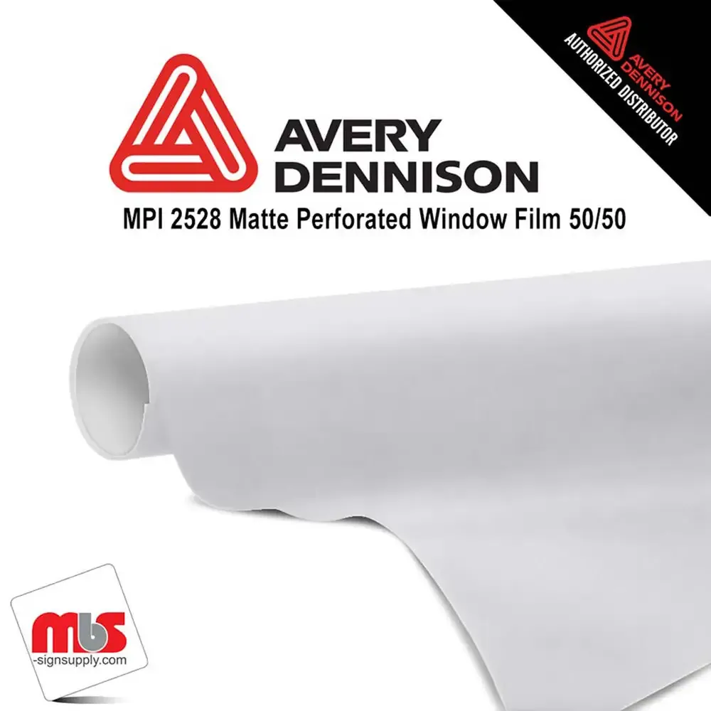 54" x 25 yards Avery MPI2528 Matte White 3 Years Long Term Unpunched 7 Mil Window Media (Color Code 102)
