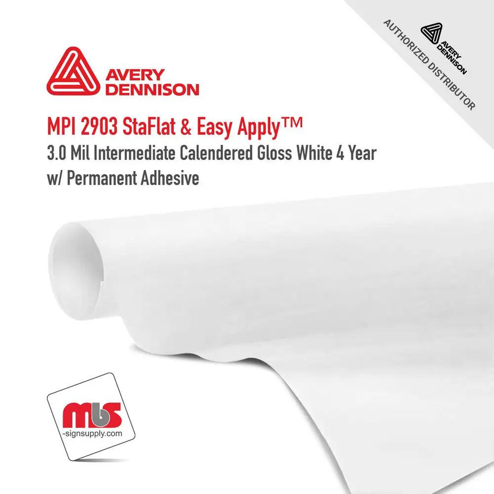 Avery MPI2903EZ Gloss White 4 Year Short Term Unpunched 3.2 Mil Intermediate Calendered Print Media (Color Code 101)