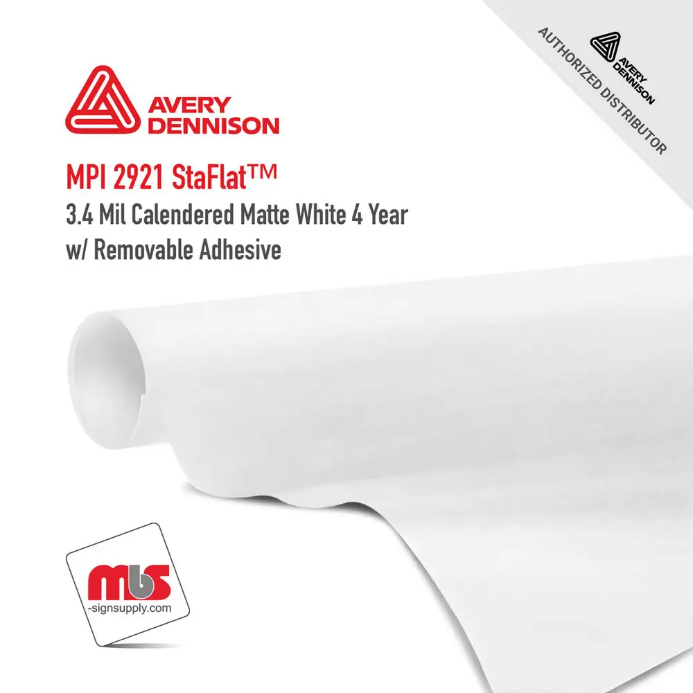 60'' x 50 yards Avery MPI2921 Matte White 4 Years Long Term Unpunched 3.4 Mil Calendered (Color Code 102)