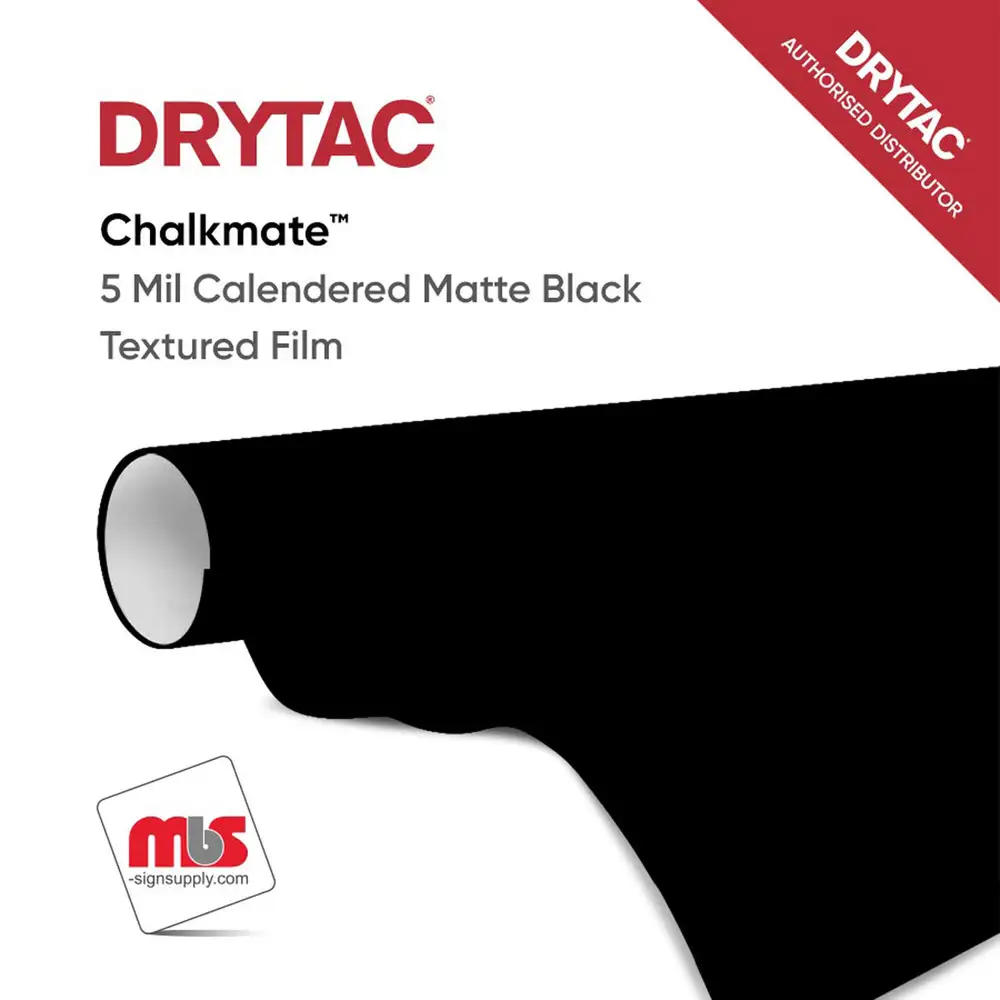 Drytac Chalkmate Calendered Matte Black Textured Film w/ Permanent Adhesive