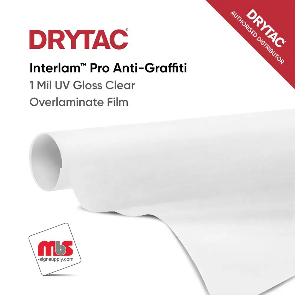 Drytac Interlam Pro Anti-Graffiti UV Gloss Clear Overlaminate w/ Permanent Adhesive