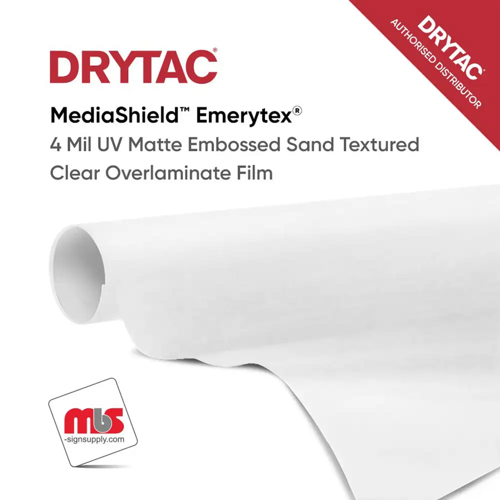 51" x 109 Yard Roll - Drytac MediaShield™ Emerytex® 4 Mil UV Matte Embossed Sand Textured Overlaminate w/ Permanent Adhesive