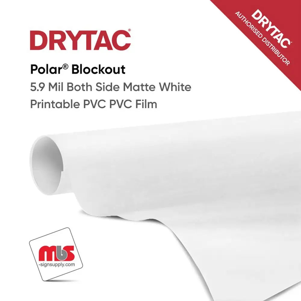 Drytac Polar Blockout Both Side Matte White Printable PVC w/ Permanent Adhesive