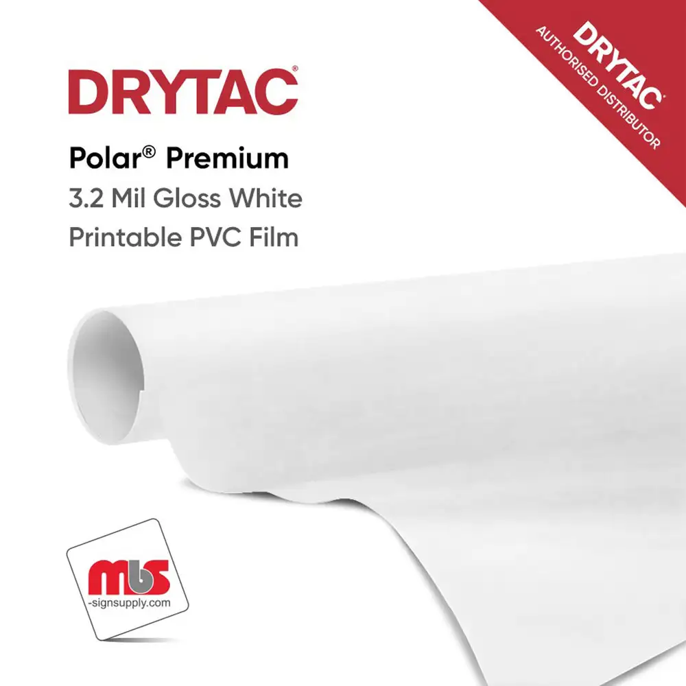 Drytac Polar Premium Gloss White Printable PVC Film w/ Grey Removable Adhesive