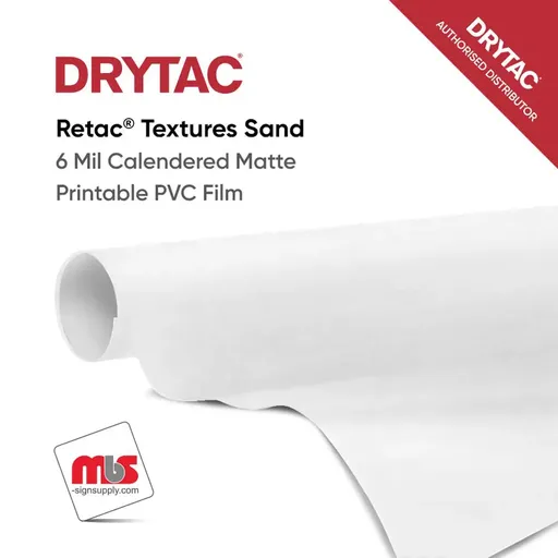 Drytac Retac Textures Sand Calendered Matte Printable PVC Film w/ Clear Removable Adhesive
