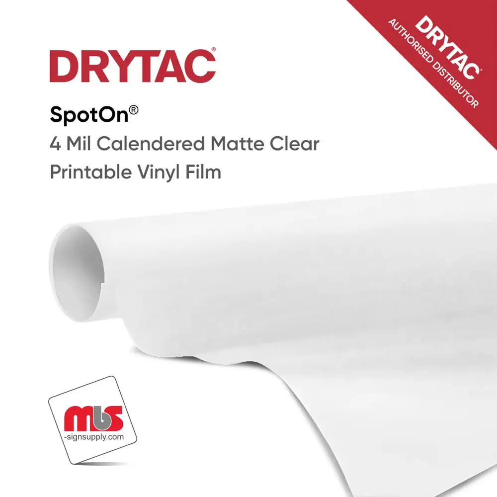 Drytac SpotOn Calendered Matte Clear 3 Year Printable PVC Film w/ Removable Adhesive