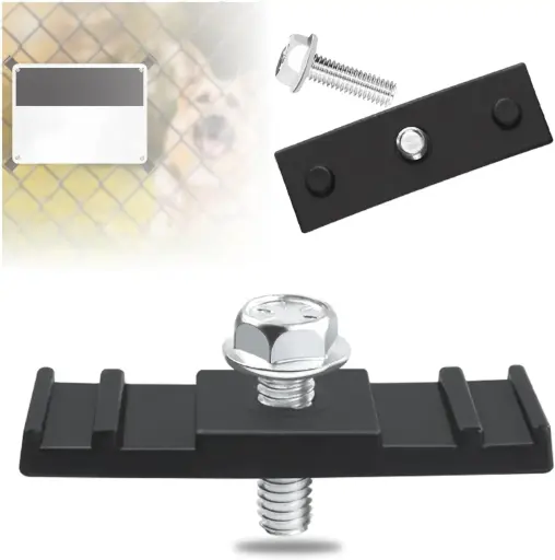 Black LinKlip Chain Link Fence Sign Mounts with 1/4-20 Flange Bolt - 5/16" Hole Required