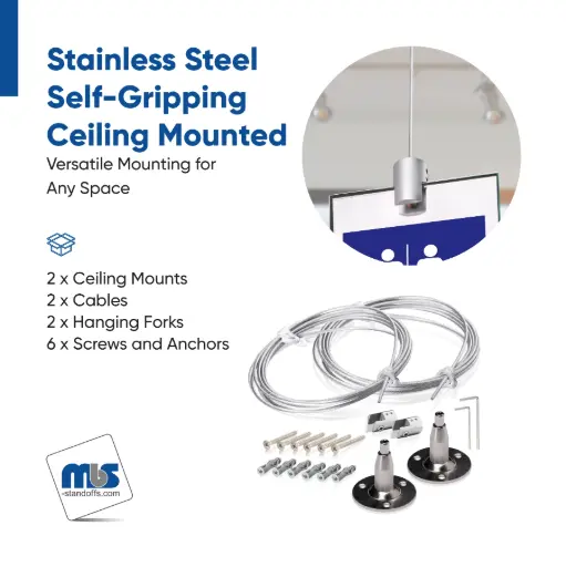 Self-Gripping Ceiling Mounting Suspended Kits for 1/16" Diameter Cable