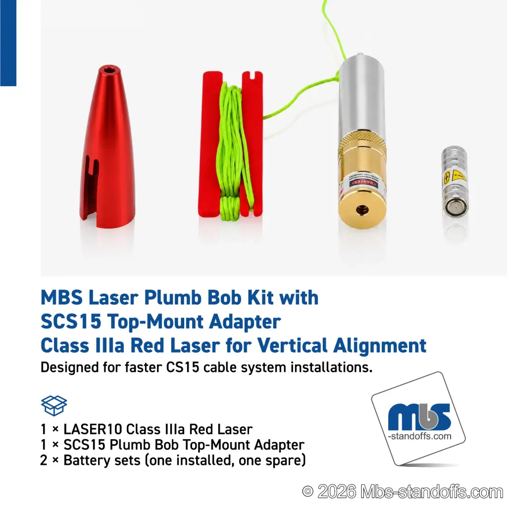 MBS Laser Plumb Bob Kit with SCS15 Top-Mount Adapter | Class IIIa Red Laser for Vertical Alignment