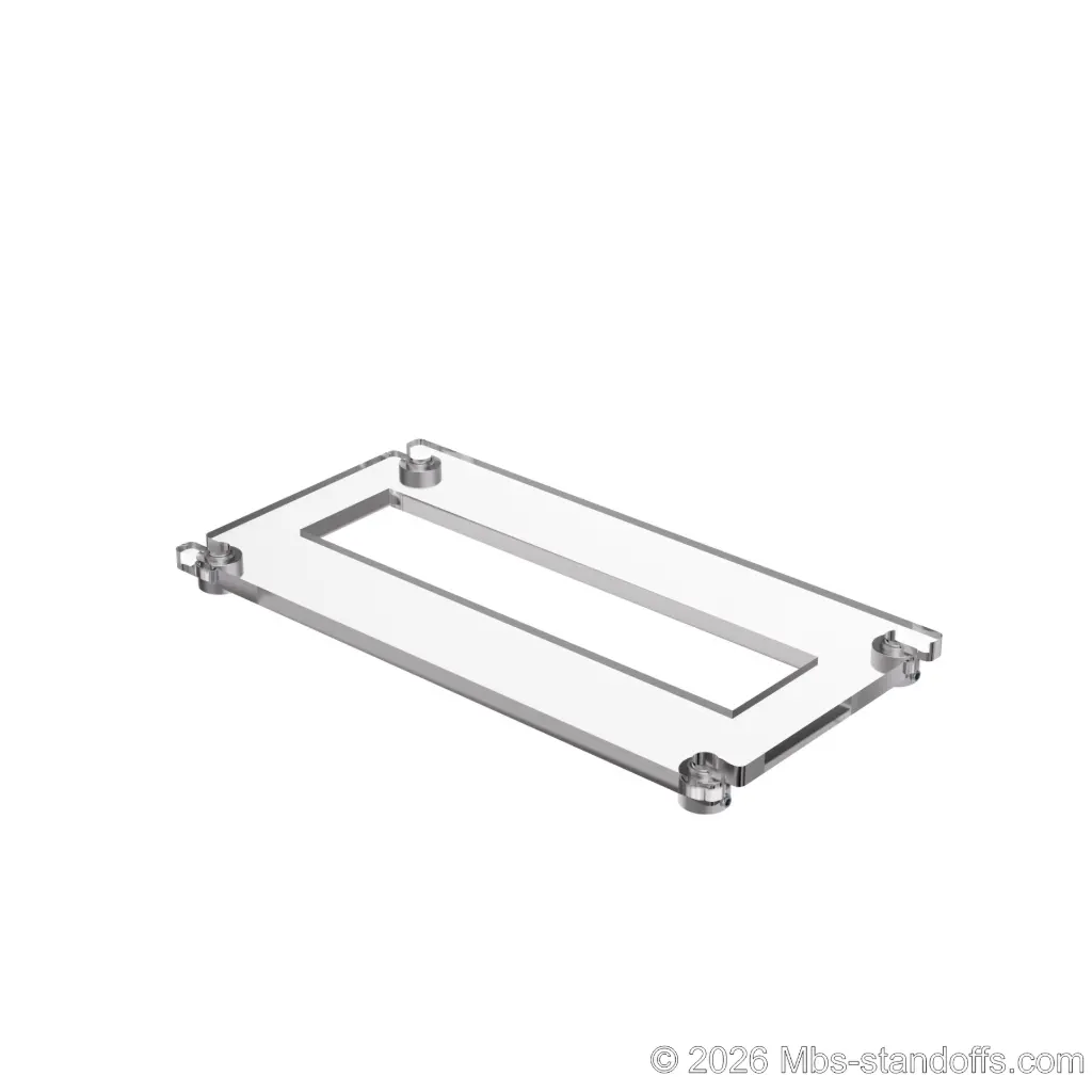 The Sauvignon Collection 1-Bottle Flat Acrylic Cradle - Clear Anodized Forks for 1/4" Rod | Floating Wine Cable Display System