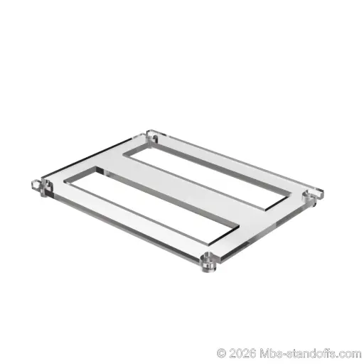 [CF02RA] The Sauvignon Collection 2-bottles Flat Acrylic Cradle - Clear Anodized Forks for 1/4" Rod | Floating Wine Cable Display System