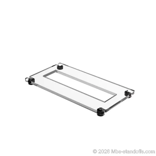[CF01RMB] The Sauvignon Collection 1-Bottle Flat Acrylic Cradle - Matte Black Anodized Forks for 1/4" Rod | Floating Wine Cable Display System