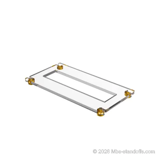 [CF01RG] The Sauvignon Collection 1-Bottle Flat Acrylic Cradle - Gold Anodized Forks for 1/4" Rod | Floating Wine Cable Display System