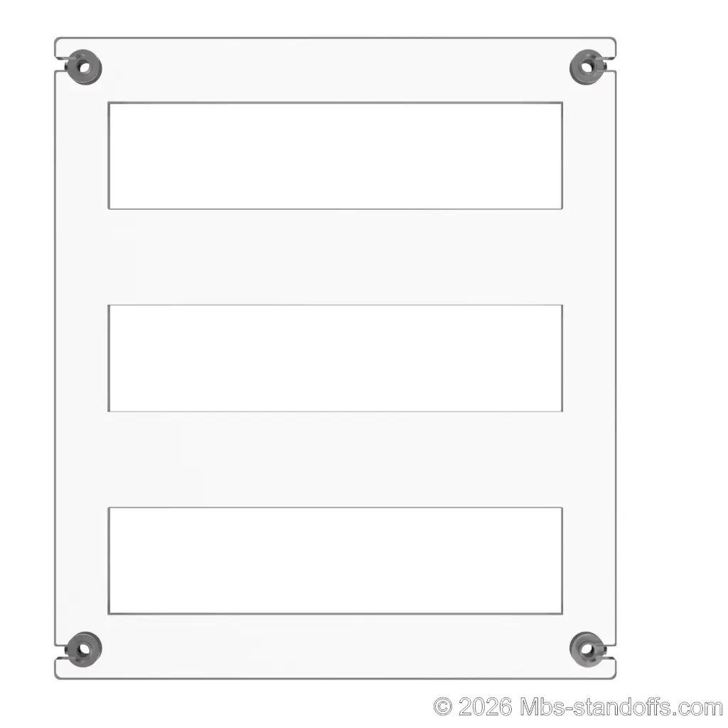 The Sauvignon Collection 3-bottles Flat Acrylic Cradle - Satin Brushed Forks for 1/4" Rod | Floating Wine Cable Display System