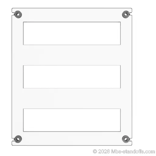 [CF03RS] The Sauvignon Collection 3-bottles Flat Acrylic Cradle - Satin Brushed Forks for 1/4" Rod | Floating Wine Cable Display System