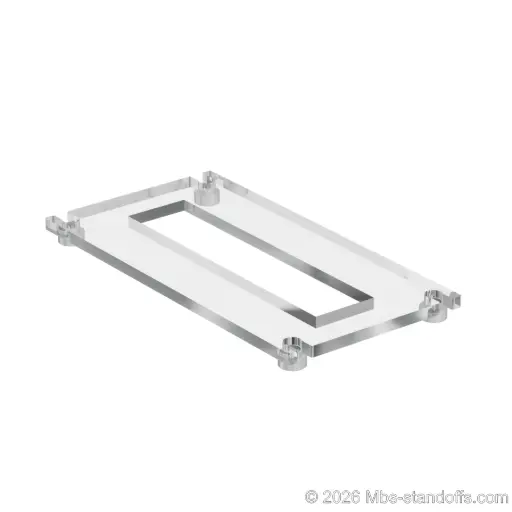 [CF01R10A] The Sauvignon Collection 1-Bottle Flat Acrylic Cradle - Clear Anodized Forks for 3/8" Rod | Floating Wine Cable Display System