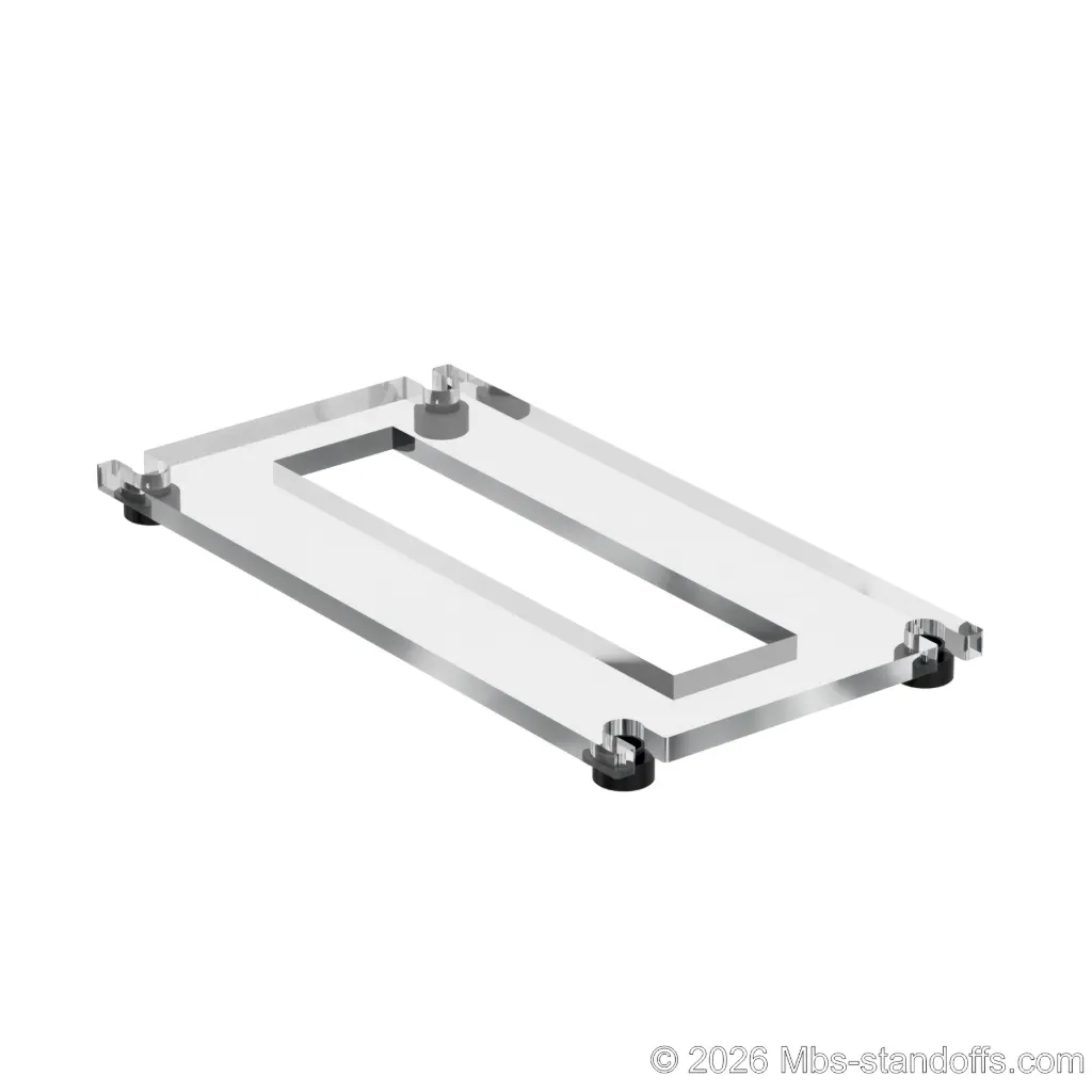 The Sauvignon Collection 1-Bottle Flat Acrylic Cradle - Matte Black Anodized Forks for 3/8" Rod | Floating Wine Cable Display System