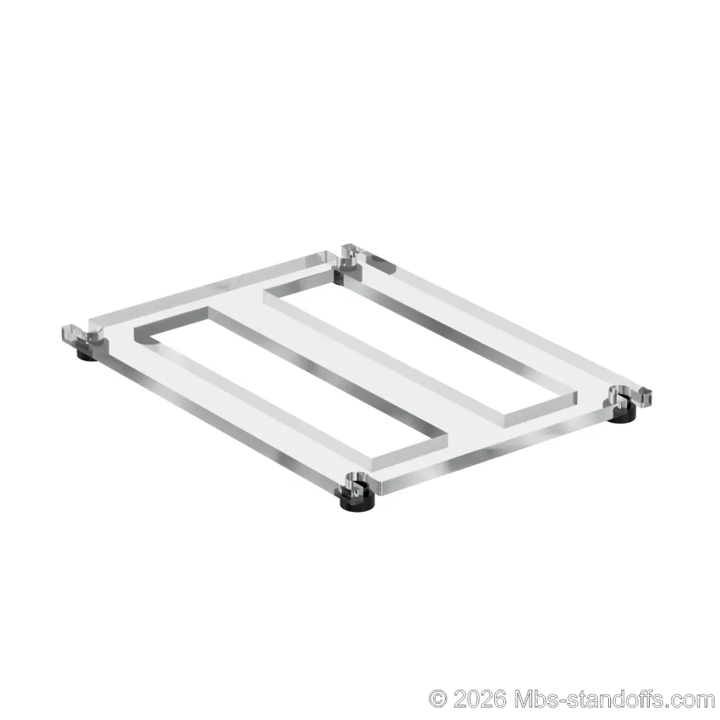 The Sauvignon Collection 2-bottles Flat Acrylic Cradle - Matte Black Anodized Forks for 3/8" Rod | Floating Wine Cable Display System