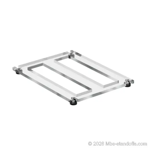 [CF02R10MB] The Sauvignon Collection 2-bottles Flat Acrylic Cradle - Matte Black Anodized Forks for 3/8" Rod | Floating Wine Cable Display System