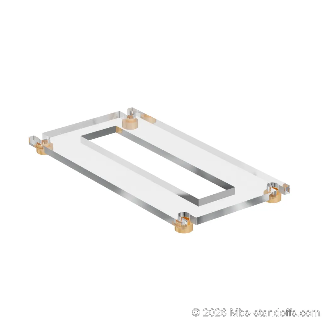 The Sauvignon Collection 1-Bottle Flat Acrylic Cradle - Champagne Anodized Forks for 3/8" Rod | Floating Wine Cable Display System