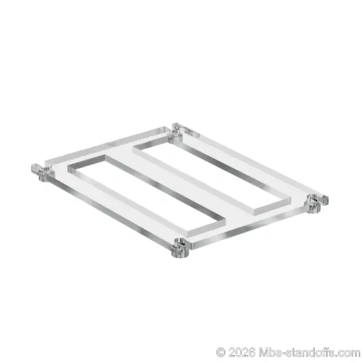 [CF02R10CP] The Sauvignon Collection 2-bottles Flat Acrylic Cradle - Chrome Mirror Electroplated Forks for 3/8" Rod | Floating Wine Cable Display System