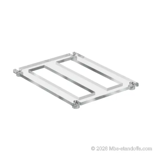[CF02R10S] The Sauvignon Collection 2-bottles Flat Acrylic Cradle - Satin Brushed Forks for 3/8" Rod | Floating Wine Cable Display System