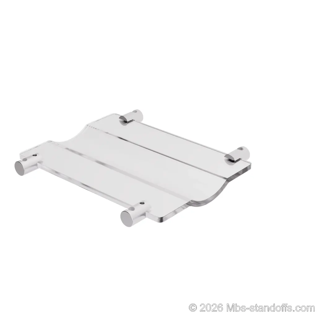 The Rhone Collection 1-Bottle Wave Acrylic Cradle - Clear Anodized Forks for 1/4" Rod | Floating Wine Rod Display System