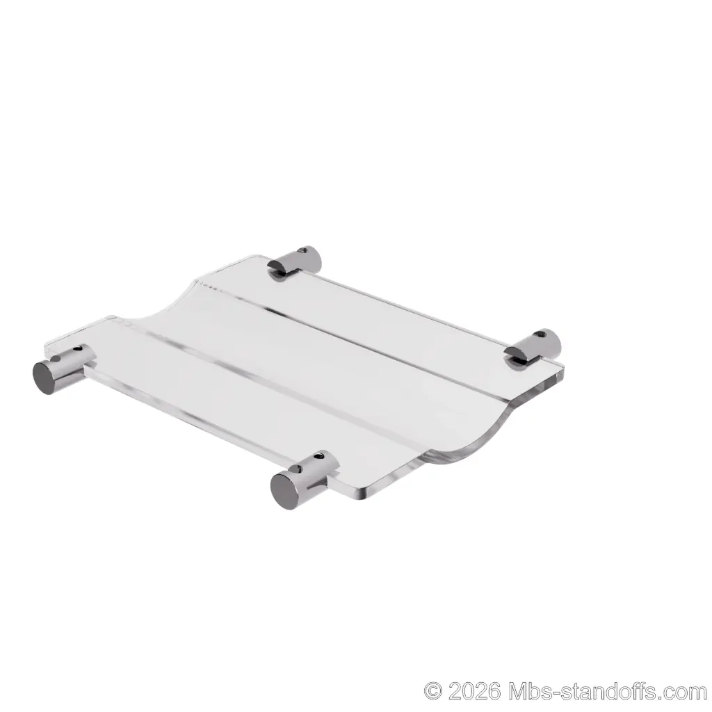 The Rhone Collection 1-Bottle Wave Acrylic Cradle - Chrome Mirror Electroplated Forks for 1/4" Rod | Floating Wine Rod Display System