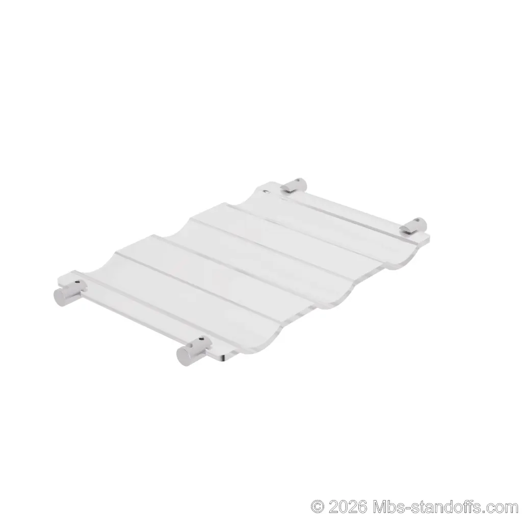 The Rhone Collection 3-Bottles Wave Acrylic Cradle - Satin Brushed Forks for 1/4" Rod | Floating Wine Rod Display System