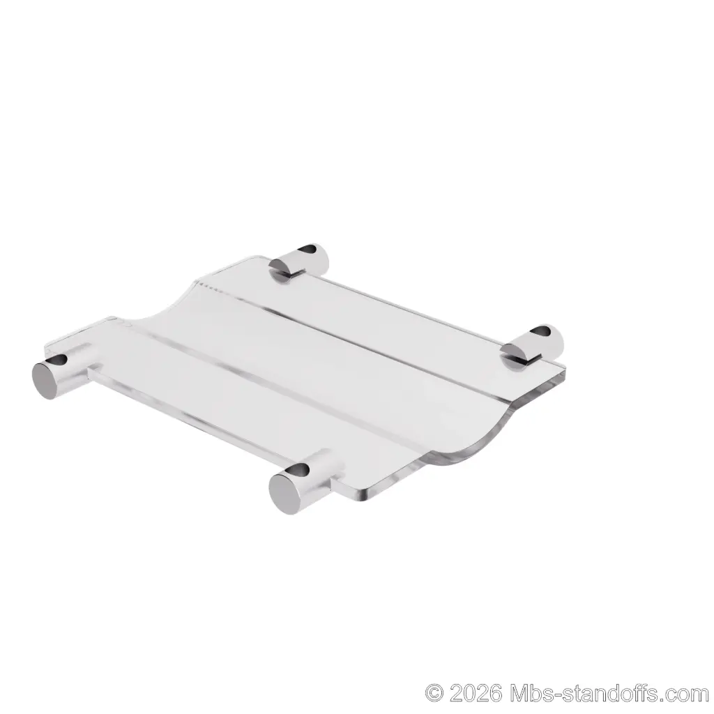 The Chateauneuf Collection 1-Bottle Wave Acrylic Cradle - Clear Anodized Forks for 3/8" Rod | Floating Wine Rod Display System