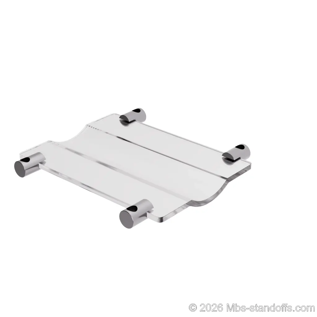 The Chateauneuf Collection 1-Bottle Wave Acrylic Cradle - Chrome Mirror Electroplated Forks for 3/8" Rod | Floating Wine Rod Display System