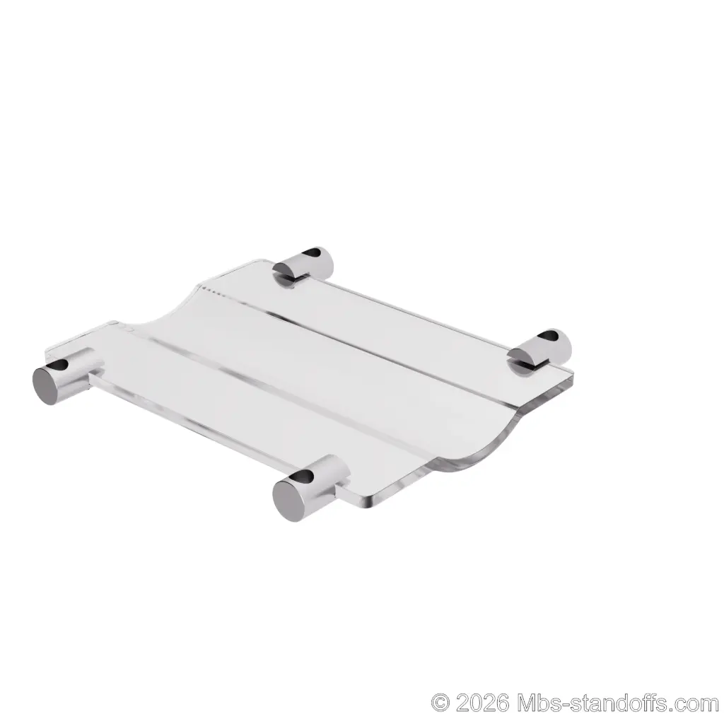 The Chateauneuf Collection 1-Bottle Wave Acrylic Cradle - Satin Brushed Forks for 3/8" Rod | Floating Wine Rod Display System