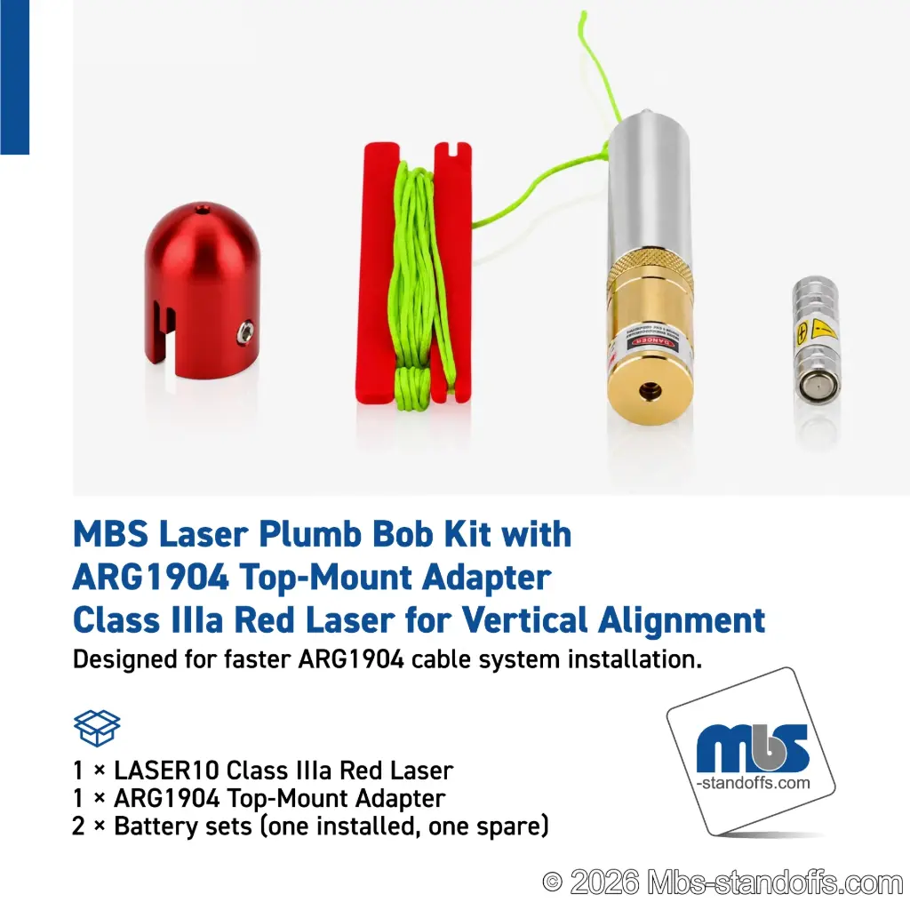 MBS Laser Plumb Bob Kit with ARG1904 Top-Mount Adapter | Class IIIa Red Laser for Vertical Alignment