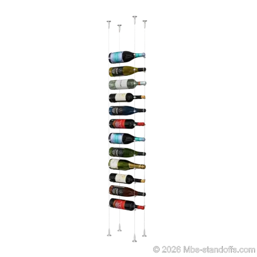 [SCS15A-CC-K12] Cabernet - Bourgueil Collection Bottle Display Cable Kit, 12-Bottle Capacity, Floating Adjustable-Angle Aluminum Signature System, Cable: 1/16″ Diameter, 13′-1″ Length with Clear Anodized Hanger