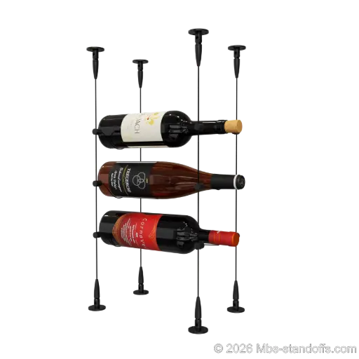 [SCS15MB-CC-K3] Cabernet - Bourgueil Collection Bottle Display Cable Kit, 3-Bottle Capacity, Floating Adjustable-Angle Aluminum Signature System, Cable: 1/16″ Diameter, 13′-1″ Length with Matte Black Anodized Hanger