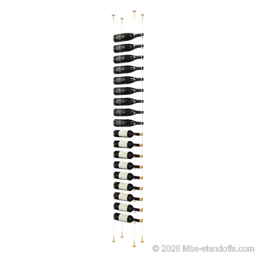 [SCS15BR-CC-K18] Cabernet - Bourgueil Collection Bottle Display Cable Kit, 18-Bottle Capacity, Floating Adjustable-Angle Aluminum Signature System, Cable: 1/16″ Diameter, 13′-1″ Length with Champagne Anodized Hanger