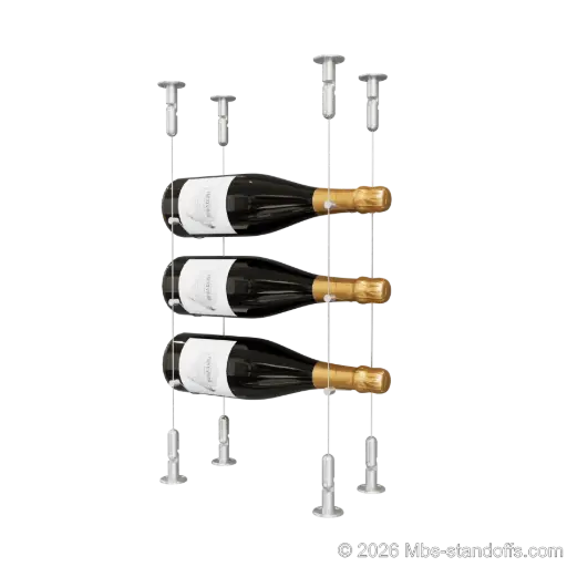 [CS15A-CC-K3] Cabernet - Chinon Collection Bottle Display Cable Kit, 3-Bottle Capacity, Floating Adjustable-Angle Aluminum Cable System, Cable: 1/16″ Diameter, 13′-1″ Length with Clear Anodized Hanger